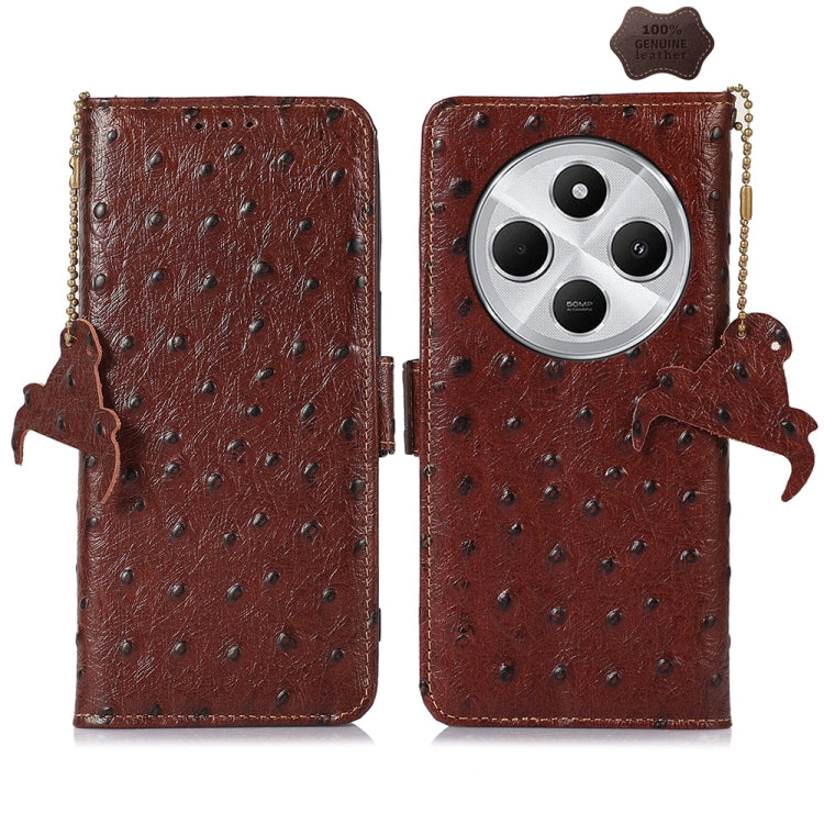 Ostrich Pattern Genuine Leather RFID Phone Case, For Redmi A7 Pro 171mm/Poco C85x 5G, For Redmi Turbo 5 Max / Poco X8 Pro Max, For Redmi Turbo 5 5G / Poco X8 Pro 5G, For Redmi Note 15 5G Global 164mm, For Redmi K90 Pro Max/Poco F8 Ultra                ...