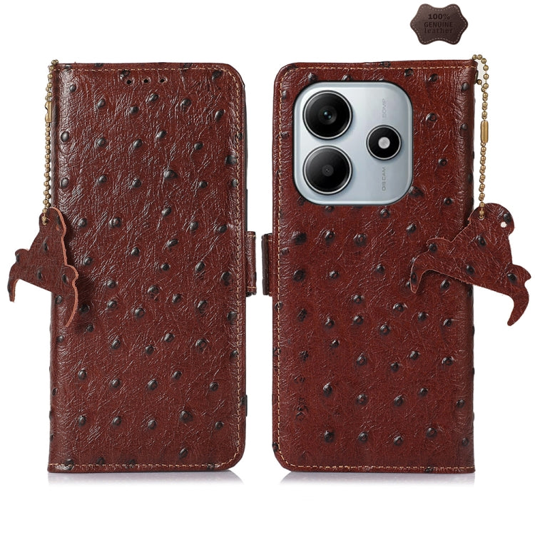 Ostrich Pattern Genuine Leather RFID Phone Case, For Redmi A7 Pro 171mm/Poco C85x 5G, For Redmi Turbo 5 Max / Poco X8 Pro Max, For Redmi Turbo 5 5G / Poco X8 Pro 5G, For Redmi Note 15 5G Global 164mm, For Redmi K90 Pro Max/Poco F8 Ultra                ...
