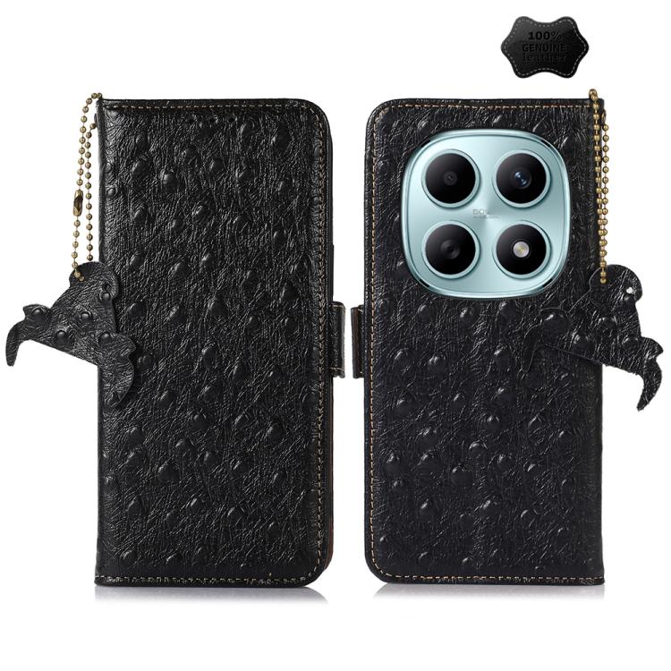 Ostrich Pattern Genuine Leather RFID Phone Case, For Redmi A7 Pro 171mm/Poco C85x 5G, For Redmi Turbo 5 Max / Poco X8 Pro Max, For Redmi Turbo 5 5G / Poco X8 Pro 5G, For Redmi Note 15 5G Global 164mm, For Redmi K90 Pro Max/Poco F8 Ultra                ...