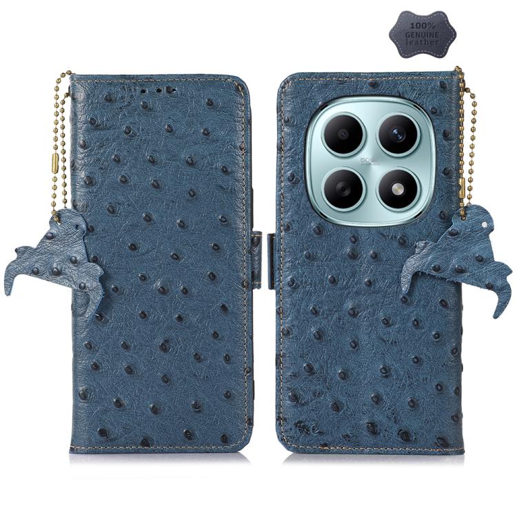 Ostrich Pattern Genuine Leather RFID Phone Case, For Redmi A7 Pro 171mm/Poco C85x 5G, For Redmi Turbo 5 Max / Poco X8 Pro Max, For Redmi Turbo 5 5G / Poco X8 Pro 5G, For Redmi Note 15 5G Global 164mm, For Redmi K90 Pro Max/Poco F8 Ultra                ...