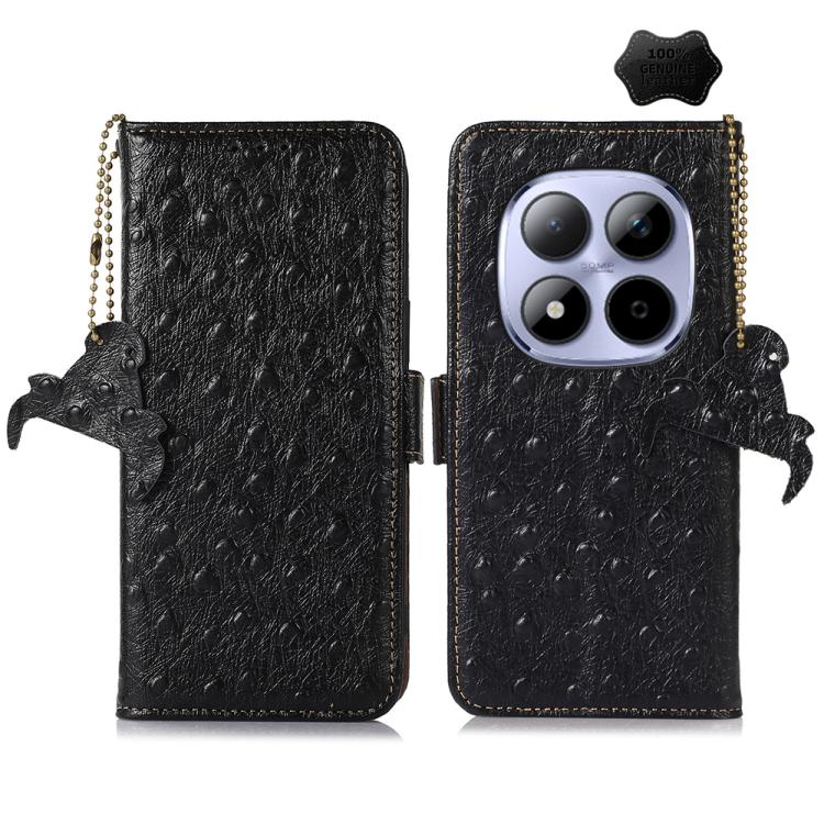 Ostrich Pattern Genuine Leather RFID Phone Case, For Redmi A7 Pro 171mm/Poco C85x 5G, For Redmi Turbo 5 Max / Poco X8 Pro Max, For Redmi Turbo 5 5G / Poco X8 Pro 5G, For Redmi Note 15 5G Global 164mm, For Redmi K90 Pro Max/Poco F8 Ultra                ...