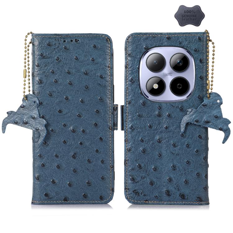 Ostrich Pattern Genuine Leather RFID Phone Case, For Redmi A7 Pro 171mm/Poco C85x 5G, For Redmi Turbo 5 Max / Poco X8 Pro Max, For Redmi Turbo 5 5G / Poco X8 Pro 5G, For Redmi Note 15 5G Global 164mm, For Redmi K90 Pro Max/Poco F8 Ultra                ...
