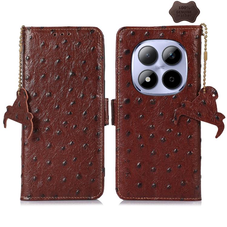 Ostrich Pattern Genuine Leather RFID Phone Case, For Redmi A7 Pro 171mm/Poco C85x 5G, For Redmi Turbo 5 Max / Poco X8 Pro Max, For Redmi Turbo 5 5G / Poco X8 Pro 5G, For Redmi Note 15 5G Global 164mm, For Redmi K90 Pro Max/Poco F8 Ultra                ...