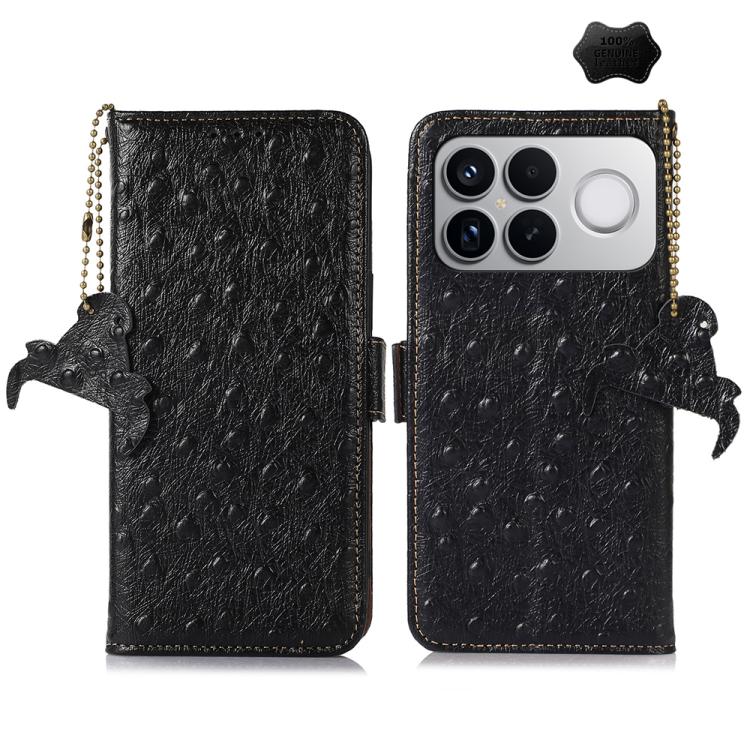 Ostrich Pattern Genuine Leather RFID Phone Case, For Redmi A7 Pro 171mm/Poco C85x 5G, For Redmi Turbo 5 Max / Poco X8 Pro Max, For Redmi Turbo 5 5G / Poco X8 Pro 5G, For Redmi Note 15 5G Global 164mm, For Redmi K90 Pro Max/Poco F8 Ultra                ...