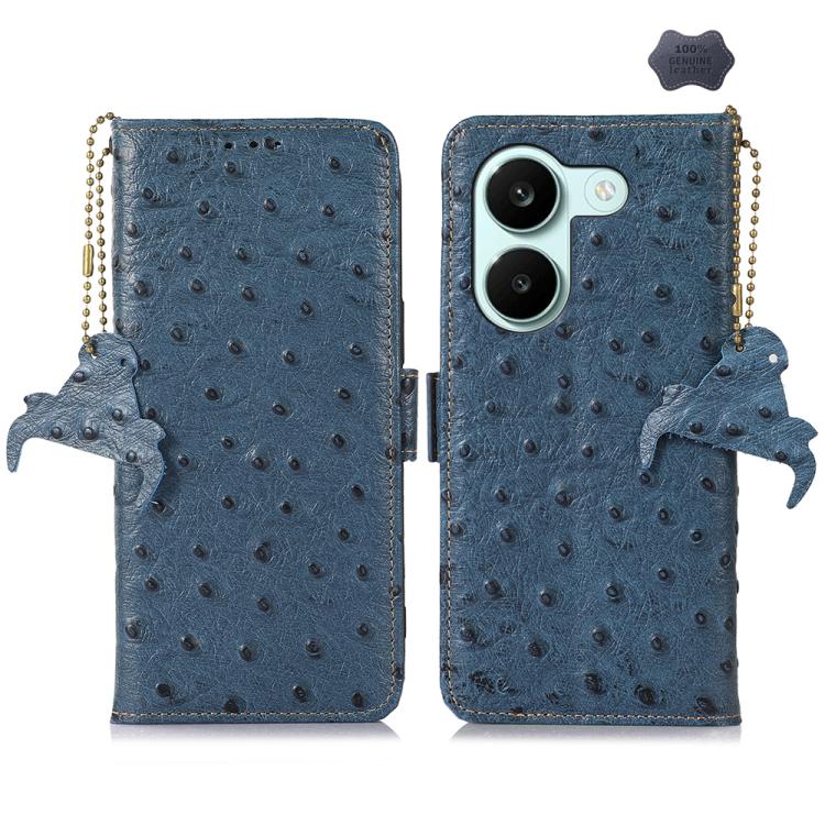 Ostrich Pattern Genuine Leather RFID Phone Case, For Redmi A7 Pro 171mm/Poco C85x 5G, For Redmi Turbo 5 Max / Poco X8 Pro Max, For Redmi Turbo 5 5G / Poco X8 Pro 5G, For Redmi Note 15 5G Global 164mm, For Redmi K90 Pro Max/Poco F8 Ultra                ...