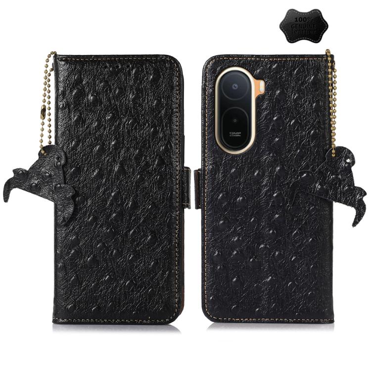 Ostrich Pattern Genuine Leather RFID Phone Case, For Redmi A7 Pro 171mm/Poco C85x 5G, For Redmi Turbo 5 Max / Poco X8 Pro Max, For Redmi Turbo 5 5G / Poco X8 Pro 5G, For Redmi Note 15 5G Global 164mm, For Redmi K90 Pro Max/Poco F8 Ultra                ...