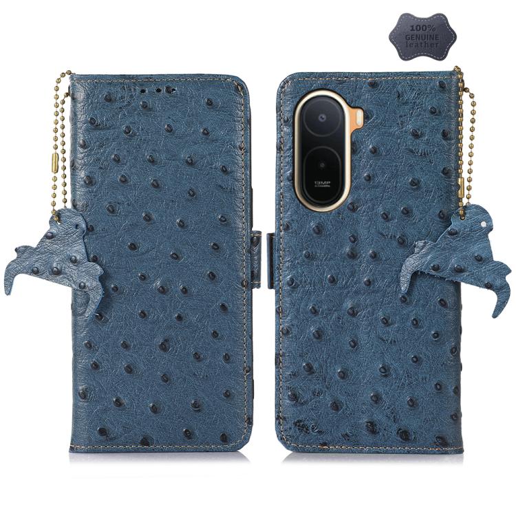 Ostrich Pattern Genuine Leather RFID Phone Case, For Redmi A7 Pro 171mm/Poco C85x 5G, For Redmi Turbo 5 Max / Poco X8 Pro Max, For Redmi Turbo 5 5G / Poco X8 Pro 5G, For Redmi Note 15 5G Global 164mm, For Redmi K90 Pro Max/Poco F8 Ultra                ...