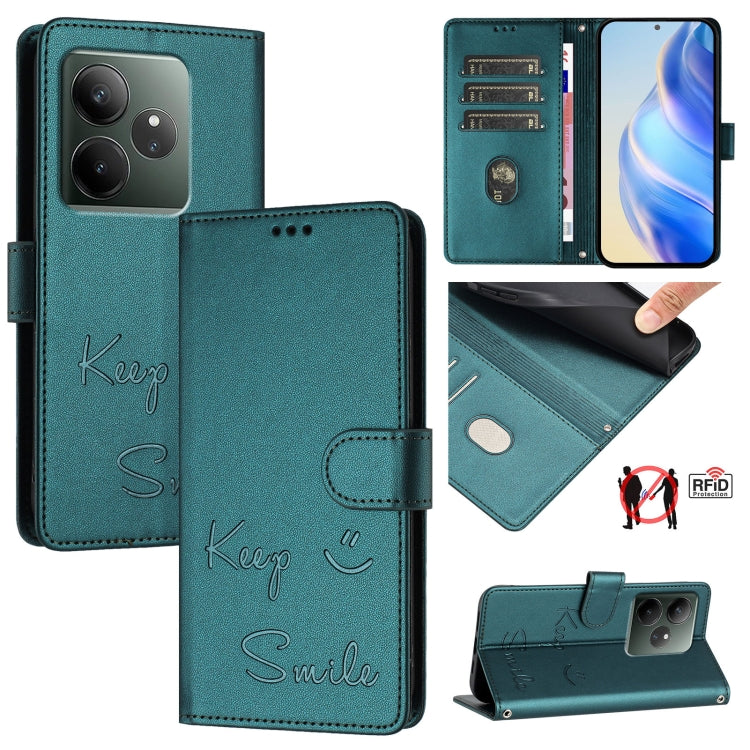 Smile Embossing RFID Leather Phone Case, For Realme GT 7 Pro 5G, For Realme C63 5G Global, For Realme Note 60 4G Global, For Realme 13+ 5G Global, For Realme 13 Pro / 13 Pro+ 5G, For Realme GT 6 / 6T 5G Global, For Realme C63 / C61 Global              ...