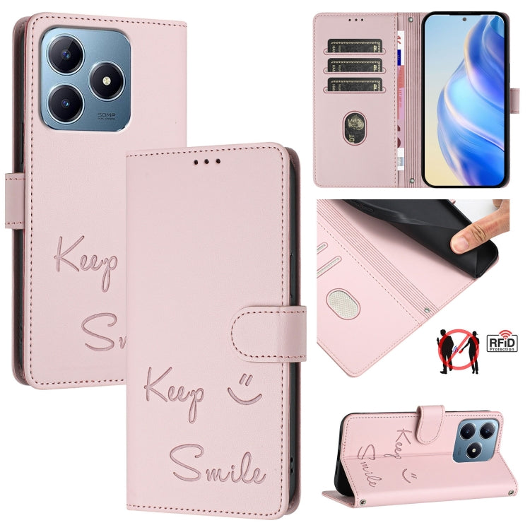 Smile Embossing RFID Leather Phone Case, For Realme GT 7 Pro 5G, For Realme C63 5G Global, For Realme Note 60 4G Global, For Realme 13+ 5G Global, For Realme 13 Pro / 13 Pro+ 5G, For Realme GT 6 / 6T 5G Global, For Realme C63 / C61 Global              ...