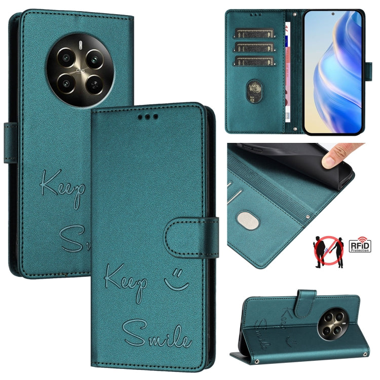 Smile Embossing RFID Leather Phone Case, For Realme Narzo 70 Pro 5G India, For Realme 12 5G Global, For Realme Note 50 4G Global, For Realme Narzo N53 4G Global, For Realme C51 4G / C53 4G Global, For Realme 12 Pro / 12 Pro+ 5G Global                  ...