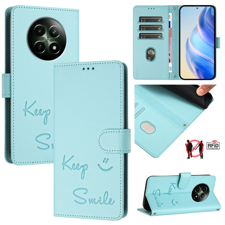 Smile Embossing RFID Leather Phone Case, For Realme Narzo 70 Pro 5G India, For Realme 12 5G Global, For Realme Note 50 4G Global, For Realme Narzo N53 4G Global, For Realme C51 4G / C53 4G Global, For Realme 12 Pro / 12 Pro+ 5G Global                  ...