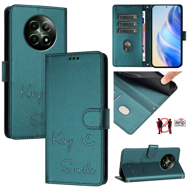 Smile Embossing RFID Leather Phone Case, For Realme Narzo 70 Pro 5G India, For Realme 12 5G Global, For Realme Note 50 4G Global, For Realme Narzo N53 4G Global, For Realme C51 4G / C53 4G Global, For Realme 12 Pro / 12 Pro+ 5G Global                  ...
