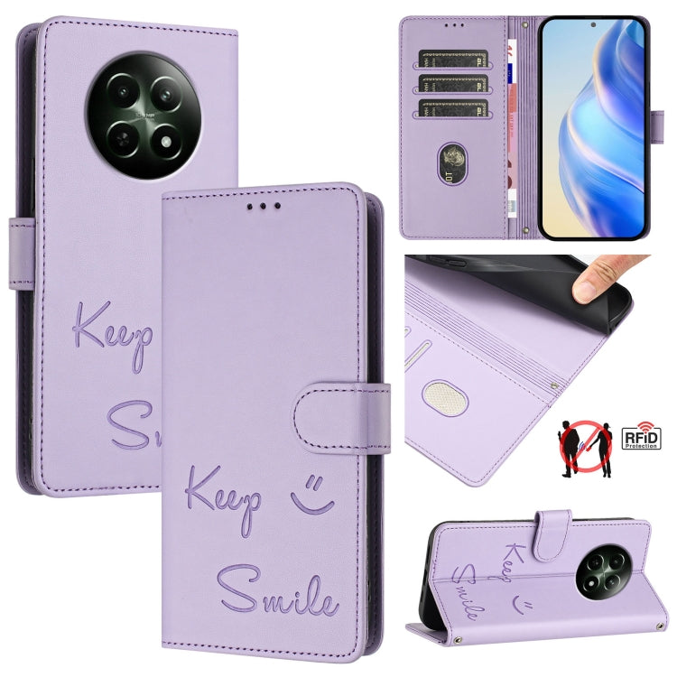 Smile Embossing RFID Leather Phone Case, For Realme Narzo 70 Pro 5G India, For Realme 12 5G Global, For Realme Note 50 4G Global, For Realme Narzo N53 4G Global, For Realme C51 4G / C53 4G Global, For Realme 12 Pro / 12 Pro+ 5G Global                  ...
