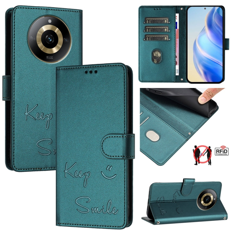 Smile Embossing RFID Leather Phone Case, For Realme 11 4G Global, For Realme Narzo 60x 5G Global, For Realme 11 5G Global / 11X 5G, For Realme GT5 5G 240W / GT5 5G, For Realme Narzo 60 Pro Global, For Realme C65 4G Global, For Realme C55 4G Global     ...