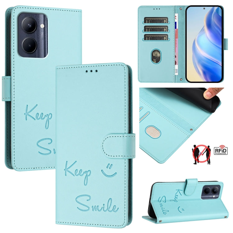 Smile Embossing RFID Leather Phone Case, For Realme C33 2022 / 2023 Global, For Realme 9i 5G India, For Realme 10T 5G / 10s 5G, For Realme GT3 5G / GT Neo 5 240W, For Realme 10 Pro 5G, For Realme 10 Pro+ 5G, For Realme 10 4G Global, For Realme C30s