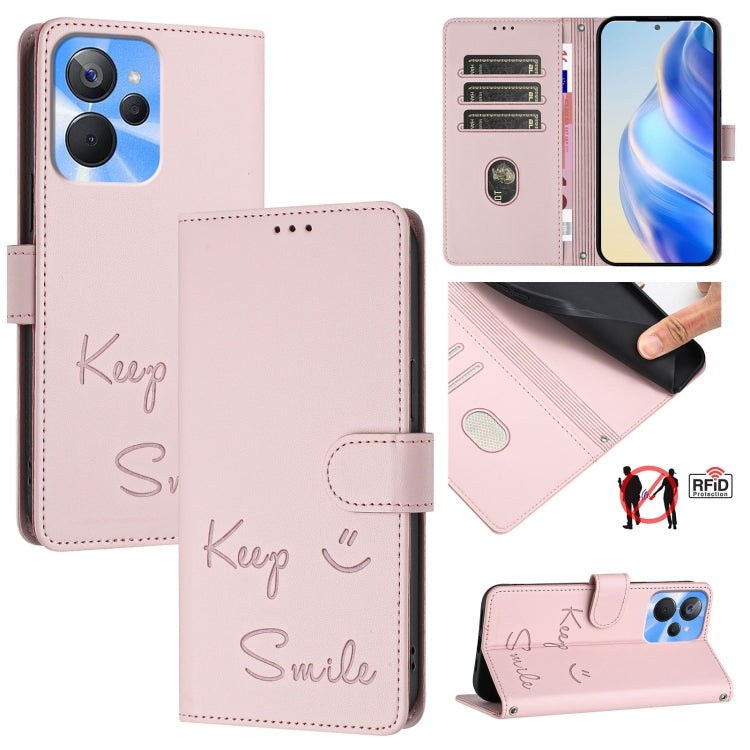 Smile Embossing RFID Leather Phone Case, For Realme C33 2022 / 2023 Global, For Realme 9i 5G India, For Realme 10T 5G / 10s 5G, For Realme GT3 5G / GT Neo 5 240W, For Realme 10 Pro 5G, For Realme 10 Pro+ 5G, For Realme 10 4G Global, For Realme C30s