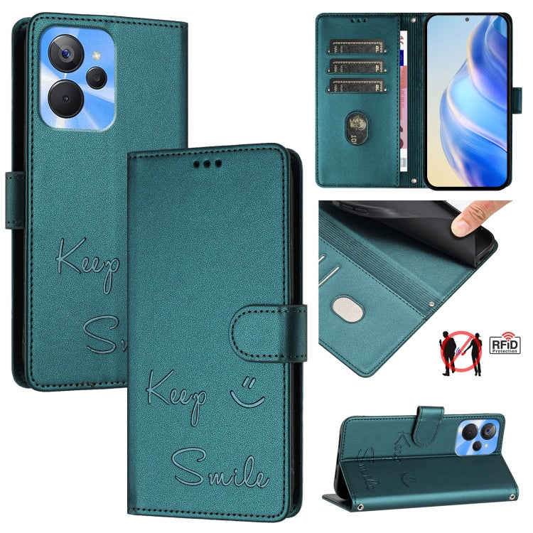 Smile Embossing RFID Leather Phone Case, For Realme C33 2022 / 2023 Global, For Realme 9i 5G India, For Realme 10T 5G / 10s 5G, For Realme GT3 5G / GT Neo 5 240W, For Realme 10 Pro 5G, For Realme 10 Pro+ 5G, For Realme 10 4G Global, For Realme C30s