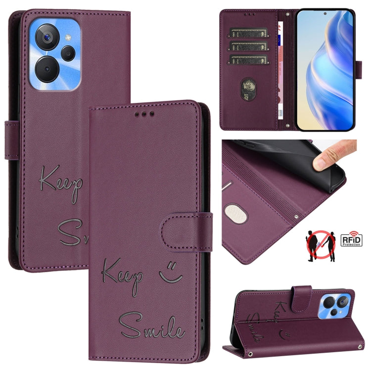 Smile Embossing RFID Leather Phone Case, For Realme C33 2022 / 2023 Global, For Realme 9i 5G India, For Realme 10T 5G / 10s 5G, For Realme GT3 5G / GT Neo 5 240W, For Realme 10 Pro 5G, For Realme 10 Pro+ 5G, For Realme 10 4G Global, For Realme C30s