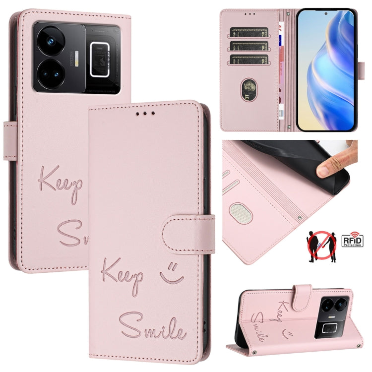 Smile Embossing RFID Leather Phone Case, For Realme C33 2022 / 2023 Global, For Realme 9i 5G India, For Realme 10T 5G / 10s 5G, For Realme GT3 5G / GT Neo 5 240W, For Realme 10 Pro 5G, For Realme 10 Pro+ 5G, For Realme 10 4G Global, For Realme C30s
