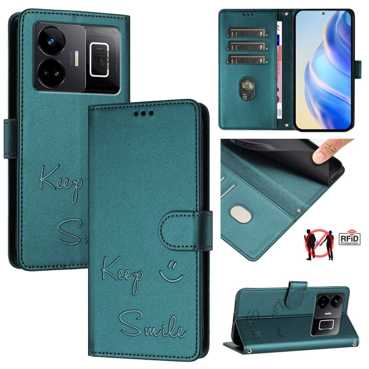 Smile Embossing RFID Leather Phone Case, For Realme C33 2022 / 2023 Global, For Realme 9i 5G India, For Realme 10T 5G / 10s 5G, For Realme GT3 5G / GT Neo 5 240W, For Realme 10 Pro 5G, For Realme 10 Pro+ 5G, For Realme 10 4G Global, For Realme C30s