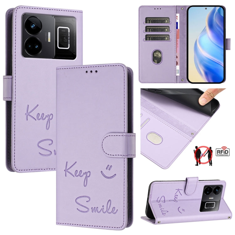 Smile Embossing RFID Leather Phone Case, For Realme C33 2022 / 2023 Global, For Realme 9i 5G India, For Realme 10T 5G / 10s 5G, For Realme GT3 5G / GT Neo 5 240W, For Realme 10 Pro 5G, For Realme 10 Pro+ 5G, For Realme 10 4G Global, For Realme C30s