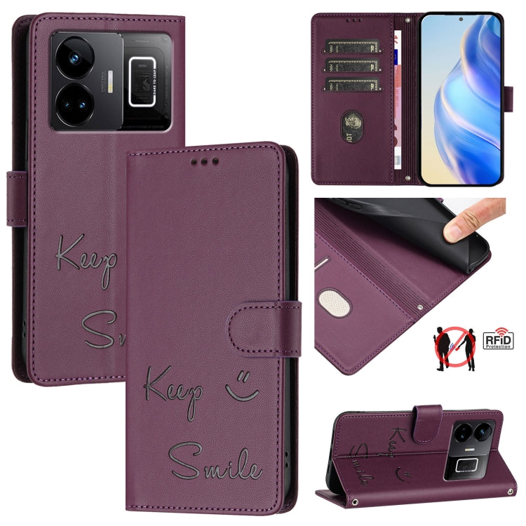 Smile Embossing RFID Leather Phone Case, For Realme C33 2022 / 2023 Global, For Realme 9i 5G India, For Realme 10T 5G / 10s 5G, For Realme GT3 5G / GT Neo 5 240W, For Realme 10 Pro 5G, For Realme 10 Pro+ 5G, For Realme 10 4G Global, For Realme C30s