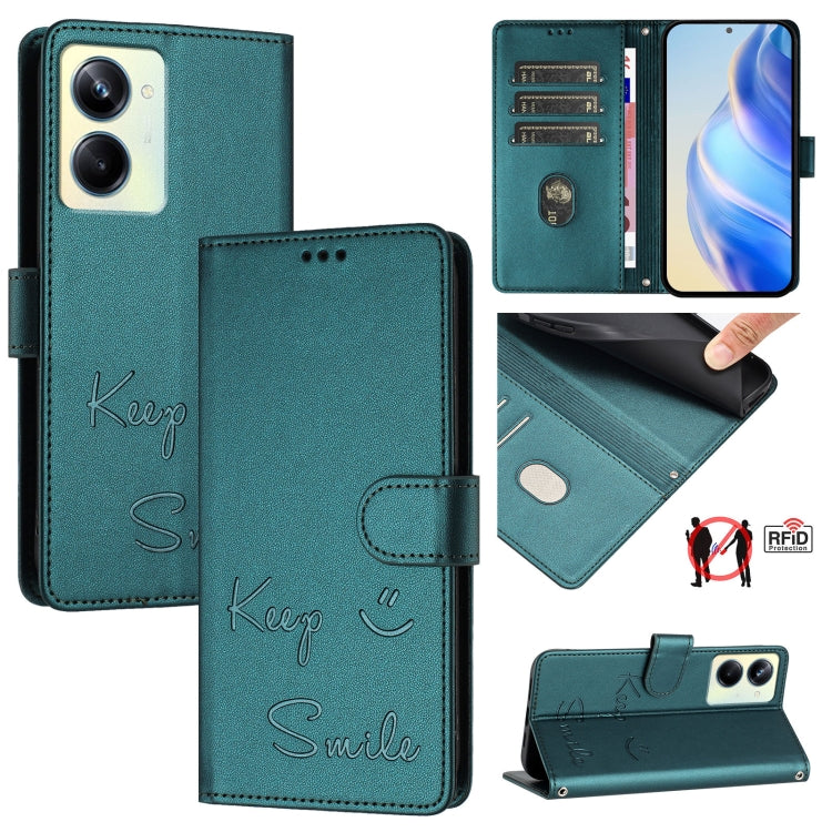 Smile Embossing RFID Leather Phone Case, For Realme C33 2022 / 2023 Global, For Realme 9i 5G India, For Realme 10T 5G / 10s 5G, For Realme GT3 5G / GT Neo 5 240W, For Realme 10 Pro 5G, For Realme 10 Pro+ 5G, For Realme 10 4G Global, For Realme C30s