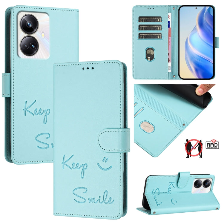 Smile Embossing RFID Leather Phone Case, For Realme C33 2022 / 2023 Global, For Realme 9i 5G India, For Realme 10T 5G / 10s 5G, For Realme GT3 5G / GT Neo 5 240W, For Realme 10 Pro 5G, For Realme 10 Pro+ 5G, For Realme 10 4G Global, For Realme C30s