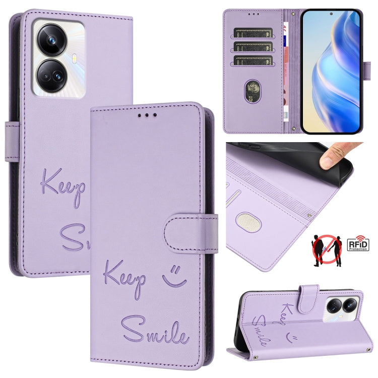 Smile Embossing RFID Leather Phone Case, For Realme C33 2022 / 2023 Global, For Realme 9i 5G India, For Realme 10T 5G / 10s 5G, For Realme GT3 5G / GT Neo 5 240W, For Realme 10 Pro 5G, For Realme 10 Pro+ 5G, For Realme 10 4G Global, For Realme C30s