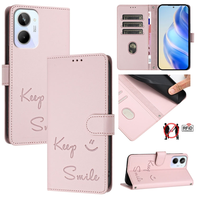 Smile Embossing RFID Leather Phone Case, For Realme C33 2022 / 2023 Global, For Realme 9i 5G India, For Realme 10T 5G / 10s 5G, For Realme GT3 5G / GT Neo 5 240W, For Realme 10 Pro 5G, For Realme 10 Pro+ 5G, For Realme 10 4G Global, For Realme C30s