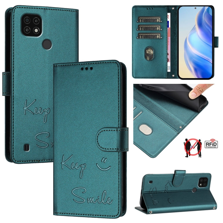Smile Embossing RFID Leather Phone Case, For Realme 9 Pro 5G Global / 9 5G EU, For Realme 9i 4G, For Realme C20 / C11 2021 / C21, For Realme C21Y, For Realme C25s / 7i Global, For Realme C25 / C15 / C12, For Realme V13 5G / Q3 5G / Q3i 5G              ...