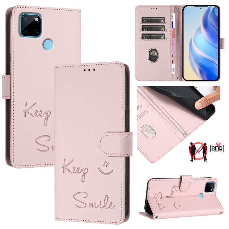 Smile Embossing RFID Leather Phone Case, For Realme 9 Pro 5G Global / 9 5G EU, For Realme 9i 4G, For Realme C20 / C11 2021 / C21, For Realme C21Y, For Realme C25s / 7i Global, For Realme C25 / C15 / C12, For Realme V13 5G / Q3 5G / Q3i 5G              ...