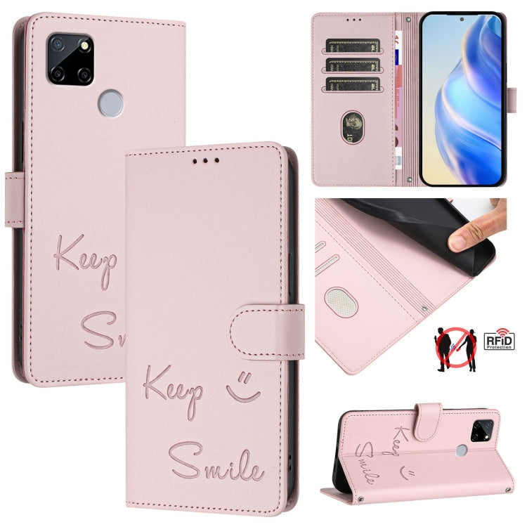 Smile Embossing RFID Leather Phone Case, For Realme 9 Pro 5G Global / 9 5G EU, For Realme 9i 4G, For Realme C20 / C11 2021 / C21, For Realme C21Y, For Realme C25s / 7i Global, For Realme C25 / C15 / C12, For Realme V13 5G / Q3 5G / Q3i 5G              ...