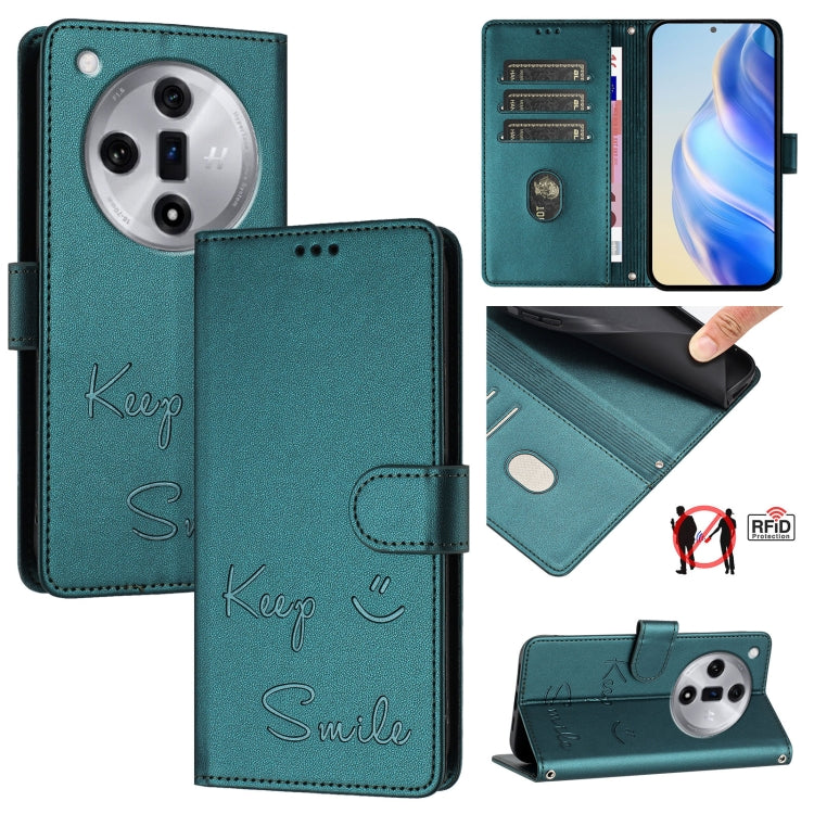 Smile Embossing RFID Leather Phone Case, For OPPO Find X7, For OPPO Reno11 5G Global, For OPPO Reno11 Pro 5G Global, For OPPO Find X7 Ultra, For OPPO A38 4G / A18 4G Global, For OPPO A2 Pro 5G, For OPPO Reno9 A, For OPPO Reno10 / Reno10 Pro Global