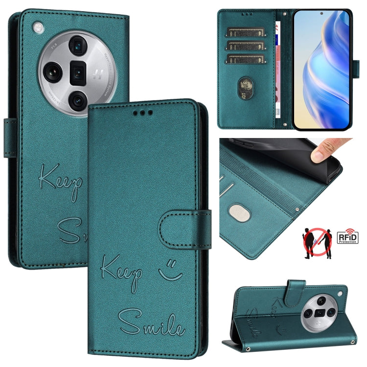 Smile Embossing RFID Leather Phone Case, For OPPO Find X7, For OPPO Reno11 5G Global, For OPPO Reno11 Pro 5G Global, For OPPO Find X7 Ultra, For OPPO A38 4G / A18 4G Global, For OPPO A2 Pro 5G, For OPPO Reno9 A, For OPPO Reno10 / Reno10 Pro Global
