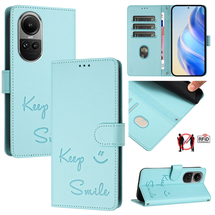 Smile Embossing RFID Leather Phone Case, For OPPO Find X7, For OPPO Reno11 5G Global, For OPPO Reno11 Pro 5G Global, For OPPO Find X7 Ultra, For OPPO A38 4G / A18 4G Global, For OPPO A2 Pro 5G, For OPPO Reno9 A, For OPPO Reno10 / Reno10 Pro Global