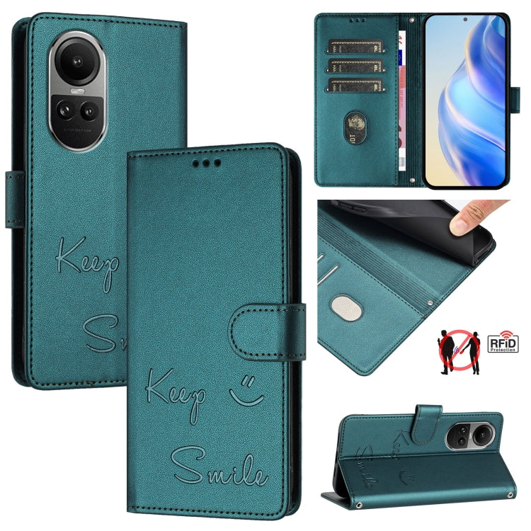 Smile Embossing RFID Leather Phone Case, For OPPO Find X7, For OPPO Reno11 5G Global, For OPPO Reno11 Pro 5G Global, For OPPO Find X7 Ultra, For OPPO A38 4G / A18 4G Global, For OPPO A2 Pro 5G, For OPPO Reno9 A, For OPPO Reno10 / Reno10 Pro Global