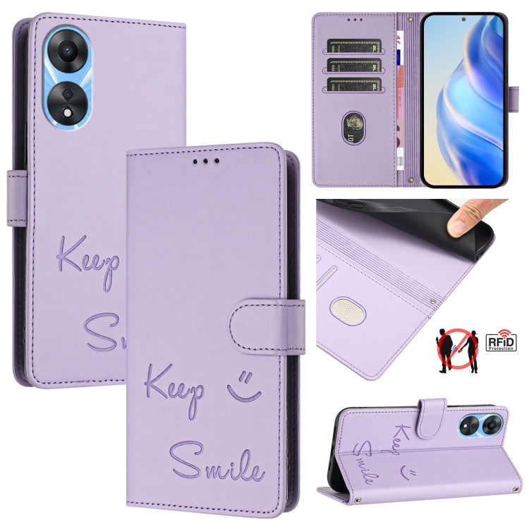 Smile Embossing RFID Leather Phone Case, For OPPO A98 5G / F23 5G India, For OPPO Find X8 Pro, For OPPO A78 5G Global / A1X 5G, For OPPO Reno8 T 4G Global, For OPPO Find X6 Pro, For OPPO Find X6, For OPPO A1 Pro 5G / Reno8 T 5G Global                  ...