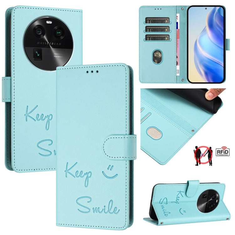 Smile Embossing RFID Leather Phone Case, For OPPO A98 5G / F23 5G India, For OPPO Find X8 Pro, For OPPO A78 5G Global / A1X 5G, For OPPO Reno8 T 4G Global, For OPPO Find X6 Pro, For OPPO Find X6, For OPPO A1 Pro 5G / Reno8 T 5G Global                  ...