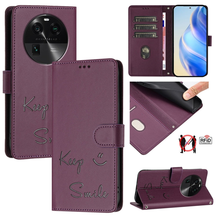Smile Embossing RFID Leather Phone Case, For OPPO A98 5G / F23 5G India, For OPPO Find X8 Pro, For OPPO A78 5G Global / A1X 5G, For OPPO Reno8 T 4G Global, For OPPO Find X6 Pro, For OPPO Find X6, For OPPO A1 Pro 5G / Reno8 T 5G Global                  ...