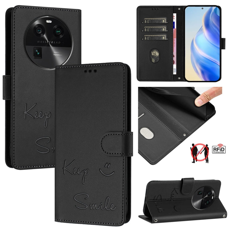 Smile Embossing RFID Leather Phone Case, For OPPO A98 5G / F23 5G India, For OPPO Find X8 Pro, For OPPO A78 5G Global / A1X 5G, For OPPO Reno8 T 4G Global, For OPPO Find X6 Pro, For OPPO Find X6, For OPPO A1 Pro 5G / Reno8 T 5G Global                  ...