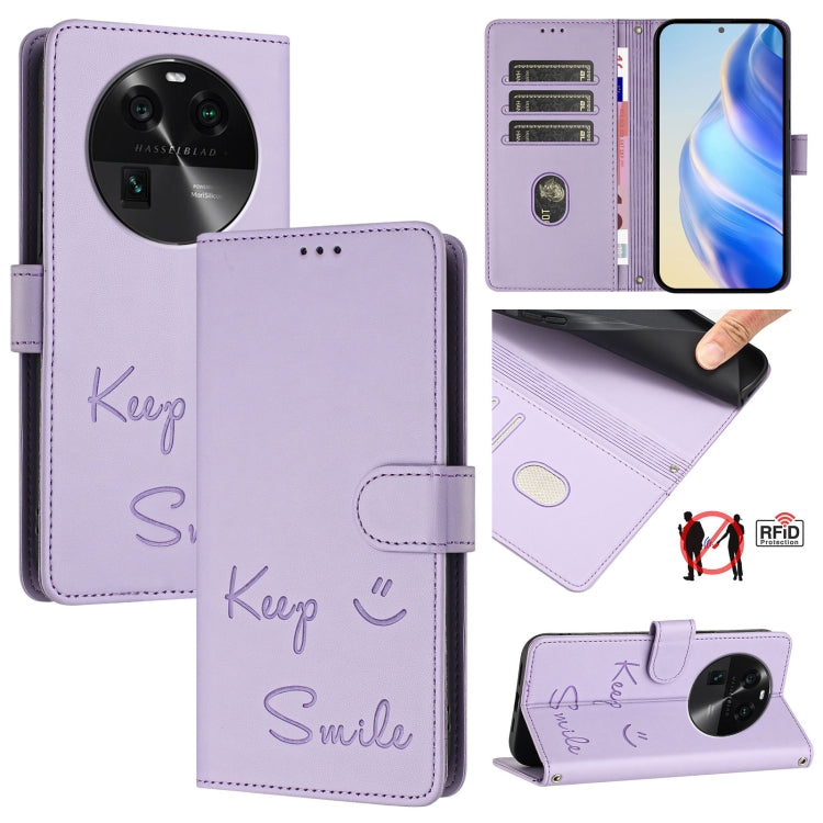 Smile Embossing RFID Leather Phone Case, For OPPO A98 5G / F23 5G India, For OPPO Find X8 Pro, For OPPO A78 5G Global / A1X 5G, For OPPO Reno8 T 4G Global, For OPPO Find X6 Pro, For OPPO Find X6, For OPPO A1 Pro 5G / Reno8 T 5G Global                  ...