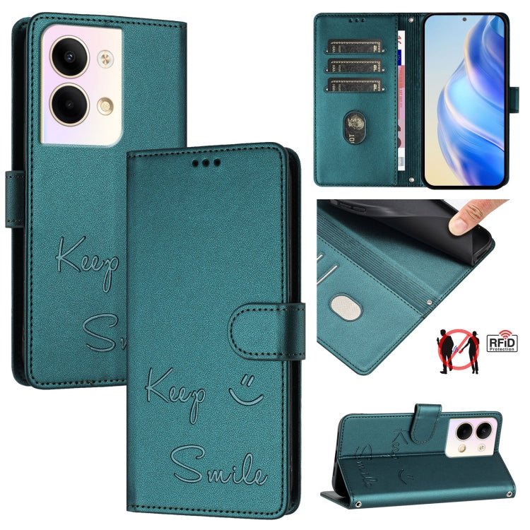 Smile Embossing RFID Leather Phone Case, For OPPO A57 4G / A57s 4G / A57e 4G, For OPPO Reno9 5G / Reno9 Pro 5G, For OPPO A17 4G Global / A17K, For OPPO A77 5G / A97 5G, For OPPO Reno8 Pro 5G Global, For OPPO Reno8 5G Global, For OPPO A96 4G / K10 4G   ...