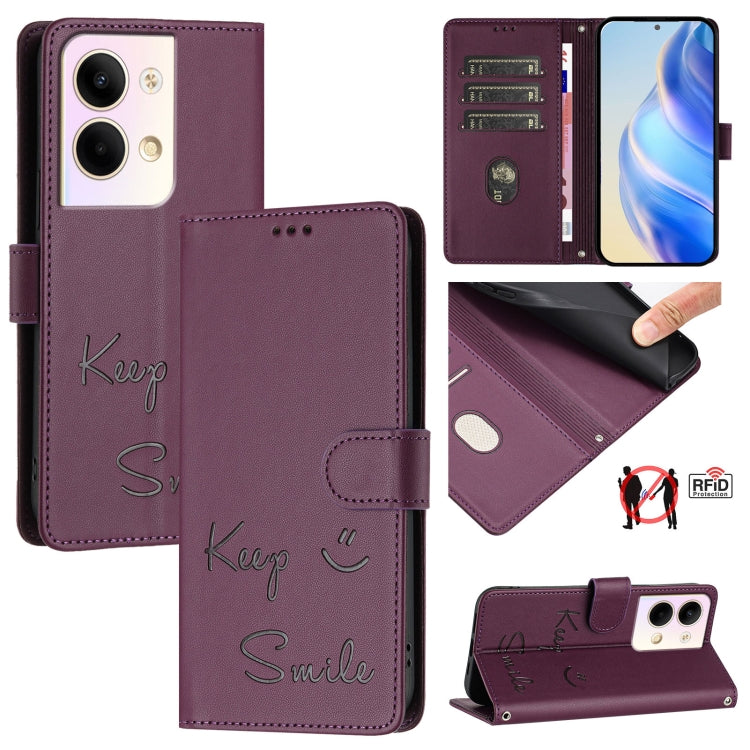 Smile Embossing RFID Leather Phone Case, For OPPO A57 4G / A57s 4G / A57e 4G, For OPPO Reno9 5G / Reno9 Pro 5G, For OPPO A17 4G Global / A17K, For OPPO A77 5G / A97 5G, For OPPO Reno8 Pro 5G Global, For OPPO Reno8 5G Global, For OPPO A96 4G / K10 4G   ...