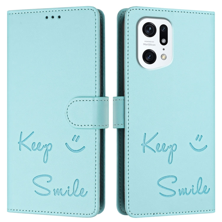 Smile Embossing RFID Leather Phone Case, For OPPO Find X5 Pro, For OPPO Find X5, For OPPO Reno7 5G Global, For OPPO Find X5 Lite, For OPPO A54 4G / A54s / A55 5G, For OPPO A16 / A16s / A55s 5G, For OPPO A53s 5G / A56 5G, For OPPO A11s 4G