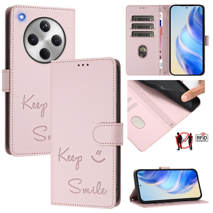 Smile Embossing RFID Leather Phone Case, For OPPO Reno13 F 5G / Reno13 A, For OPPO Reno16 F 5G / Reno16 FS 5G, For OPPO Reno16 5G / Reno16 Pro 5G Global, For OPPO Find X9s Pro 5G, For OPPO Find X9 Ultra, For OPPO A5 Pro China, For OPPO Find X8         ...