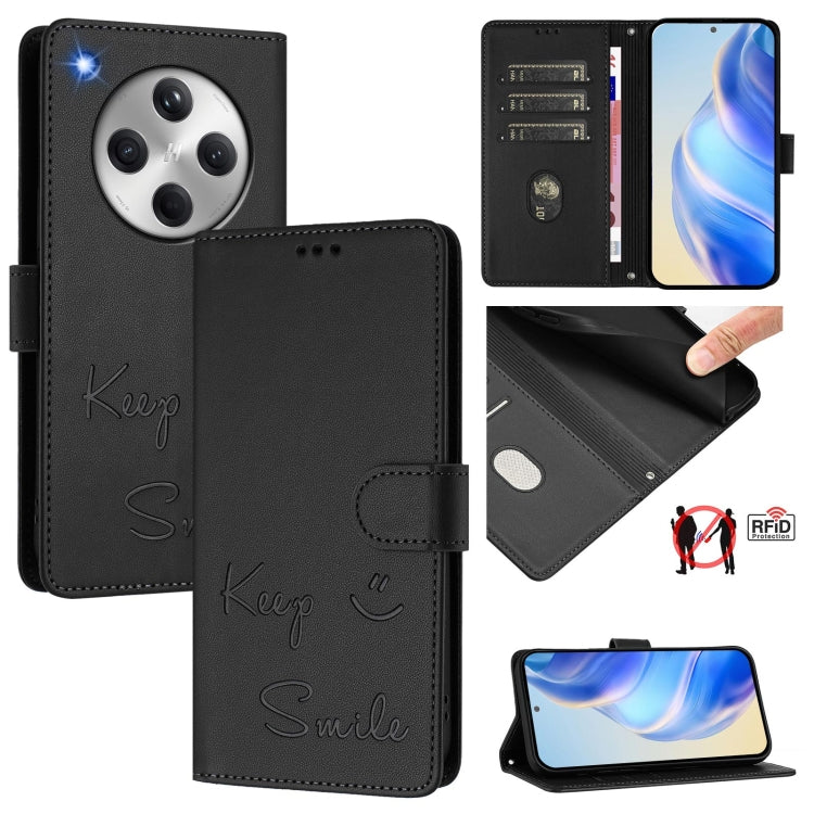 Smile Embossing RFID Leather Phone Case, For OPPO Reno13 F 5G / Reno13 A, For OPPO Reno16 F 5G / Reno16 FS 5G, For OPPO Reno16 5G / Reno16 Pro 5G Global, For OPPO Find X9s Pro 5G, For OPPO Find X9 Ultra, For OPPO A5 Pro China, For OPPO Find X8         ...