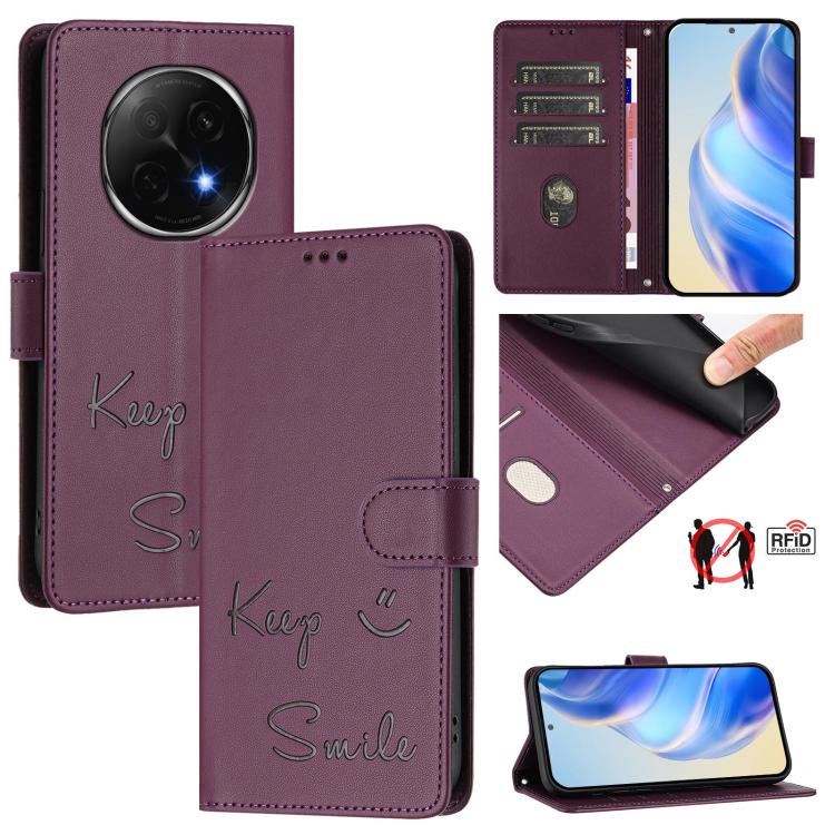 Smile Embossing RFID Leather Phone Case, For OPPO Reno13 F 5G / Reno13 A, For OPPO Reno16 F 5G / Reno16 FS 5G, For OPPO Reno16 5G / Reno16 Pro 5G Global, For OPPO Find X9s Pro 5G, For OPPO Find X9 Ultra, For OPPO A5 Pro China, For OPPO Find X8         ...