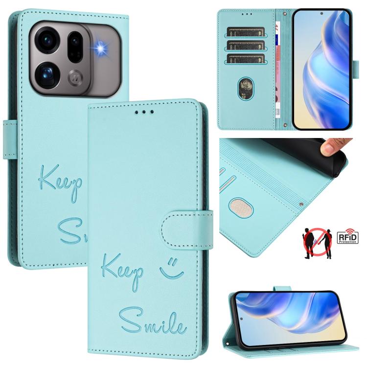 Smile Embossing RFID Leather Phone Case, For OPPO Reno13 F 5G / Reno13 A, For OPPO Reno16 F 5G / Reno16 FS 5G, For OPPO Reno16 5G / Reno16 Pro 5G Global, For OPPO Find X9s Pro 5G, For OPPO Find X9 Ultra, For OPPO A5 Pro China, For OPPO Find X8         ...