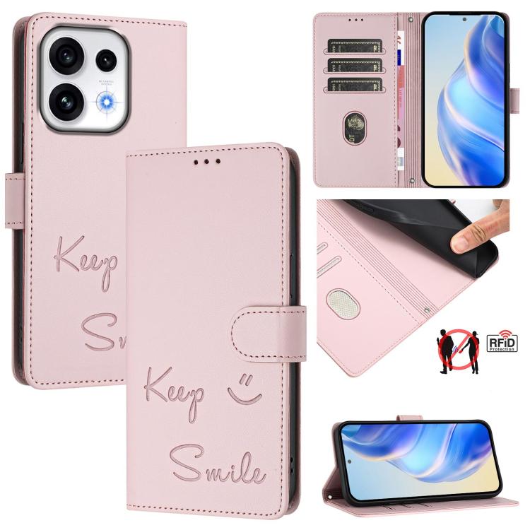 Smile Embossing RFID Leather Phone Case, For OPPO Reno13 F 5G / Reno13 A, For OPPO Reno16 F 5G / Reno16 FS 5G, For OPPO Reno16 5G / Reno16 Pro 5G Global, For OPPO Find X9s Pro 5G, For OPPO Find X9 Ultra, For OPPO A5 Pro China, For OPPO Find X8         ...